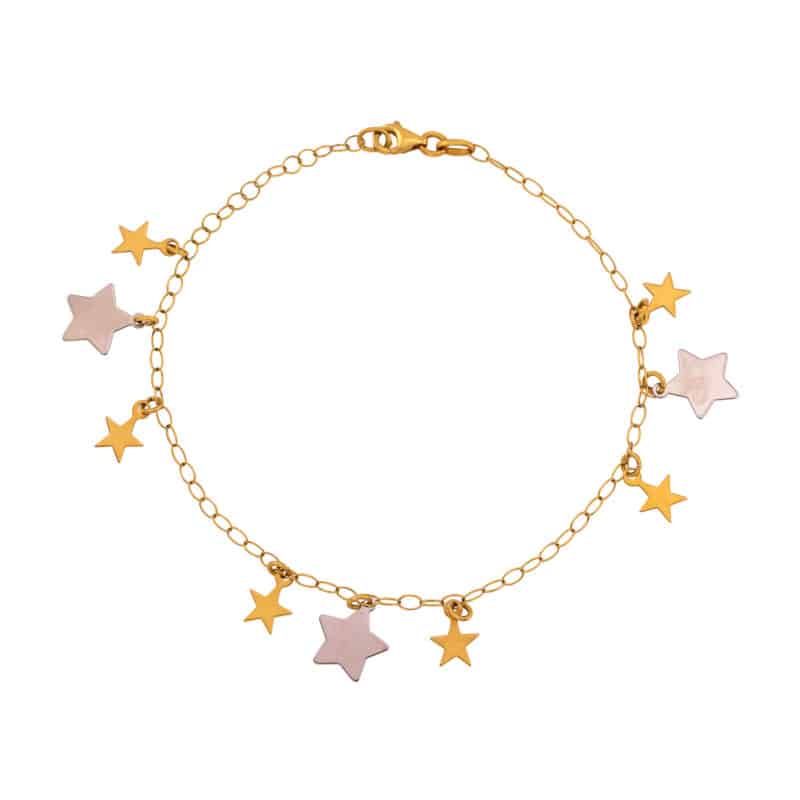 Bransoletka z żółtego i białego złota z gwiazdkami 68180