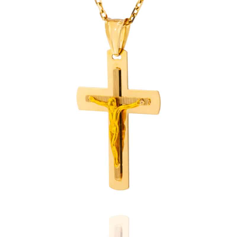 Krzyżyk z żółtego złota z Pasyjką i matem 78227