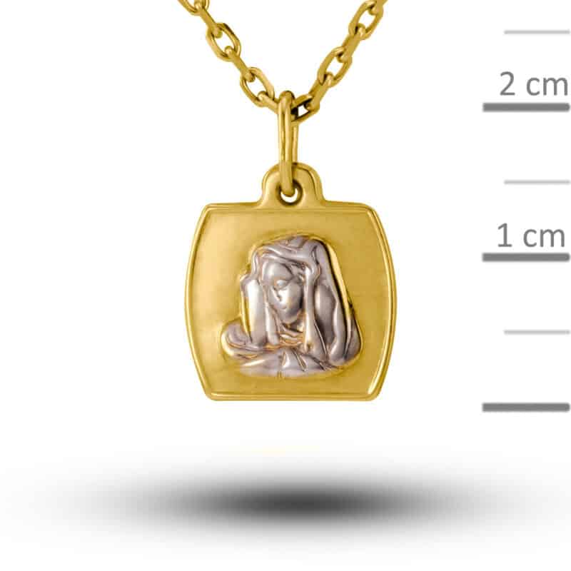Medalik z żółtego i białego złota Matka Boska w kwadracie 01621