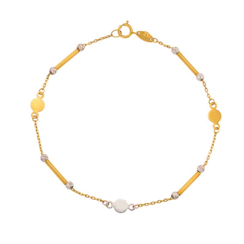 Bransoletka z żółtego i białego  złota z zawieszkami 65601