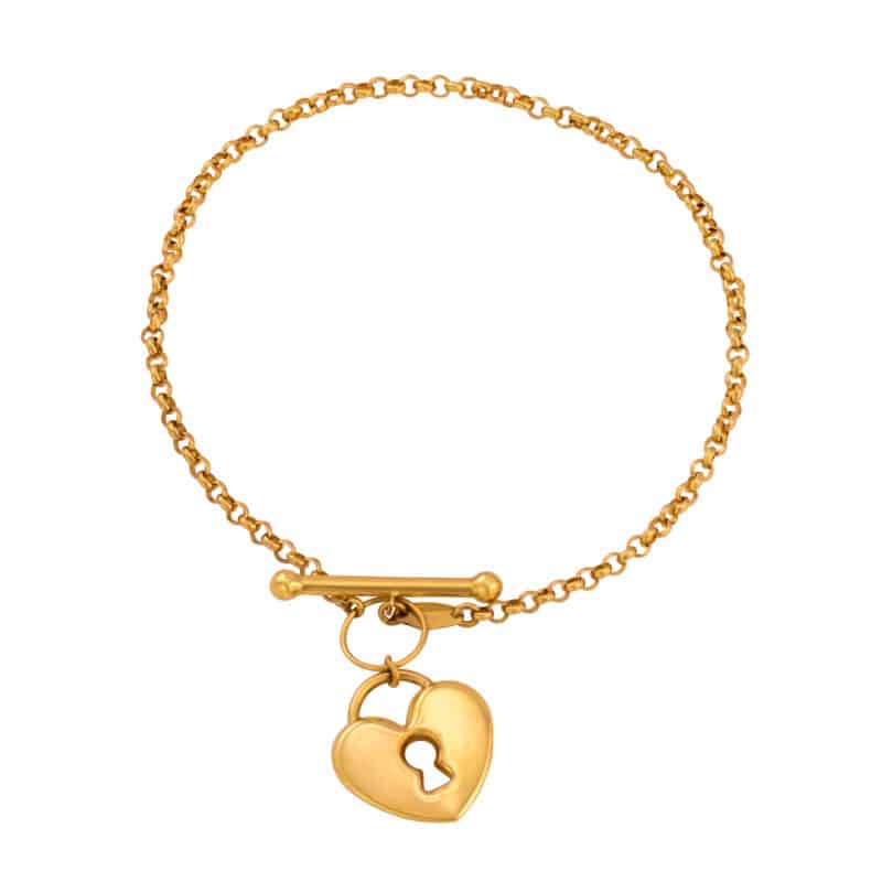 Bransoletka z żółtego złota z wiszącą zawieszką serce 77120