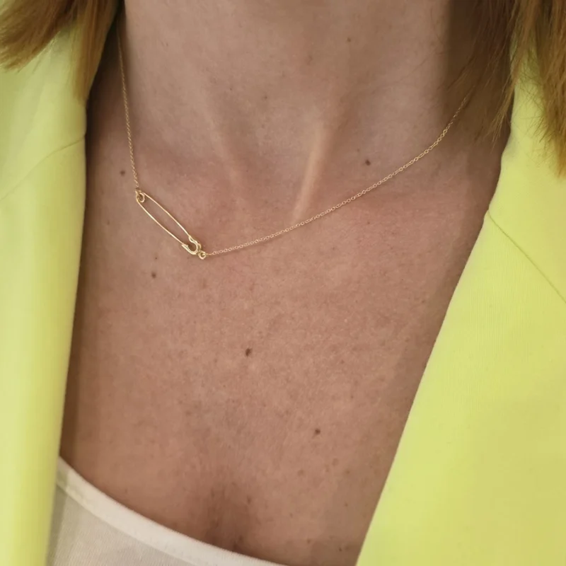 Naszyjnik złoty celebrytka- agrafka 73368