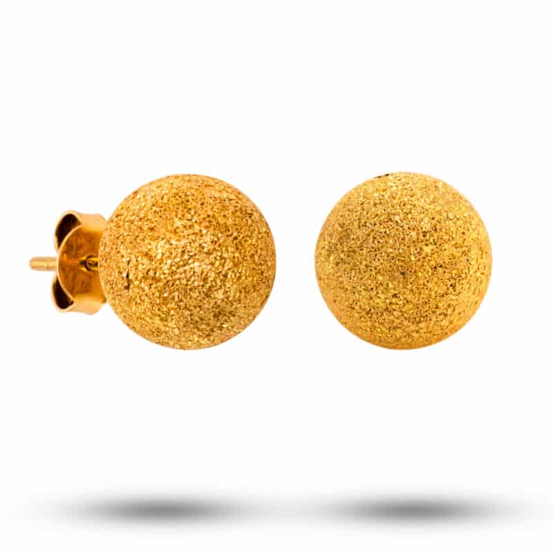 Kolczyki złote kulki piaskowane na sztyfcie 50053