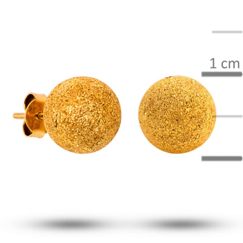 Kolczyki złote kulki piaskowane na sztyfcie 50053
