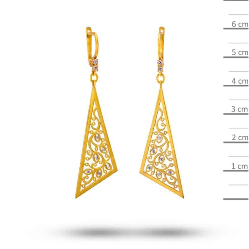 Kolczyki ażurowe wiszące z żółtego złota na zapięciu angielskim 60976