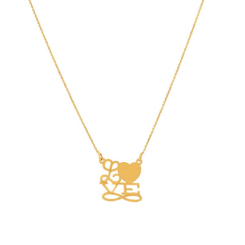 Naszyjnik złoty celebrytka-napis love z serduszkiem i nieskończonością 74500