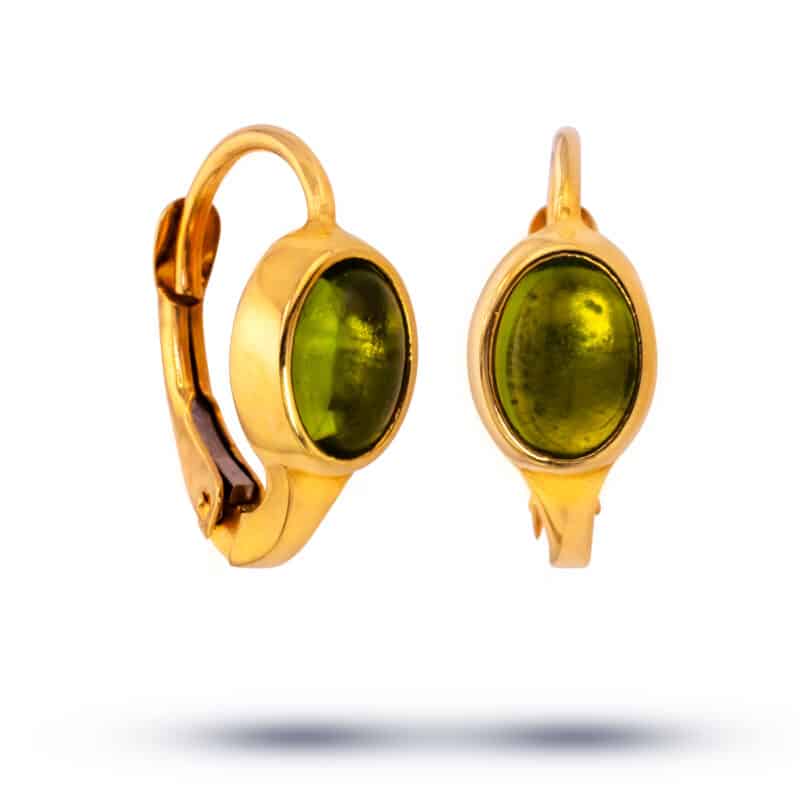 Kolczyki złote z oliwinem na francuskim zamku 79291