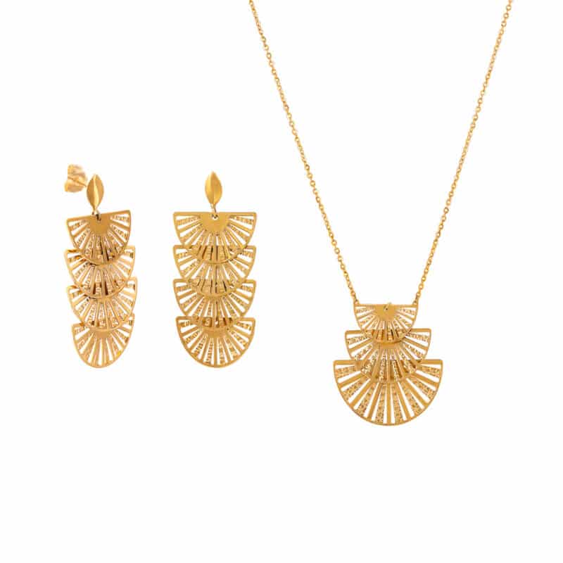 Komplet z żółtego złota - wachlarze 73192