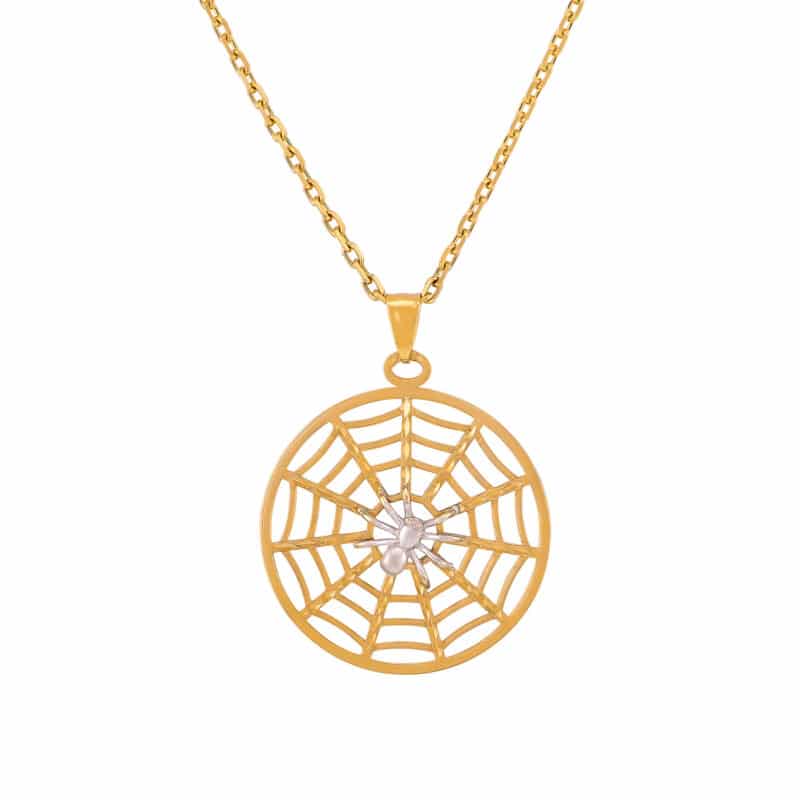 Zawieszka ażurowa z żółtego i białego złota- sieć pająka 27048