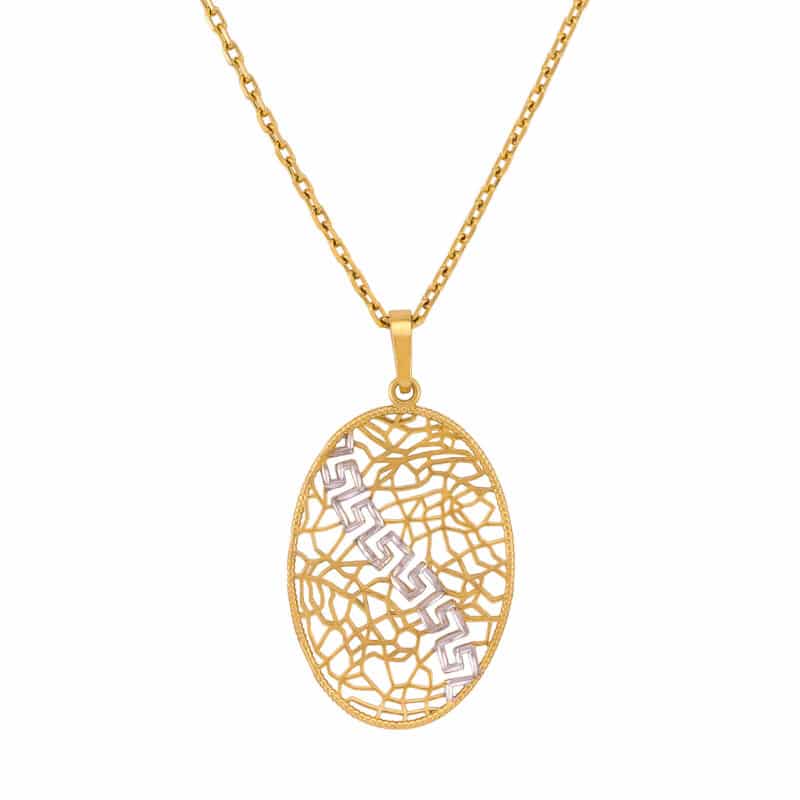 Zawieszka pofalowana ażurowa z żółtego i białego złota 43179