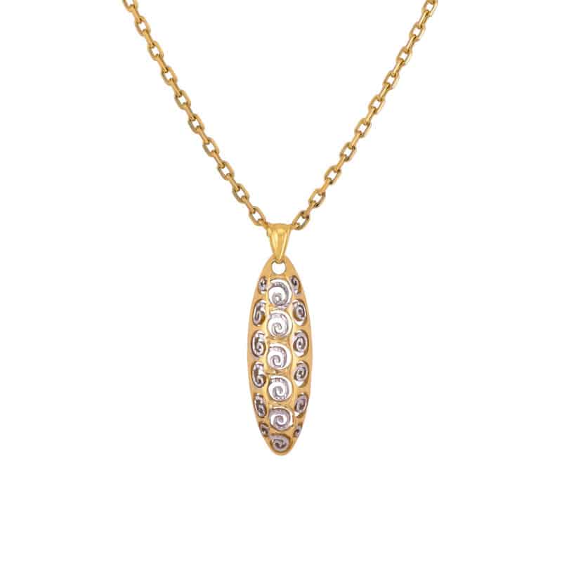 Zawieszka ażurowa diamentowana z żółtego i białego złota 46012