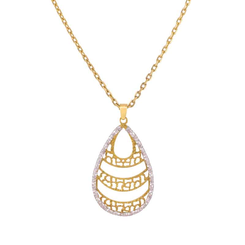 Zawieszka z żółtego i białego złota-owalna diamentowana 55769