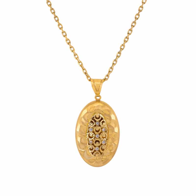 Zawieszka diamentowana owalna z żółtego złota z cyrkoniami 64565