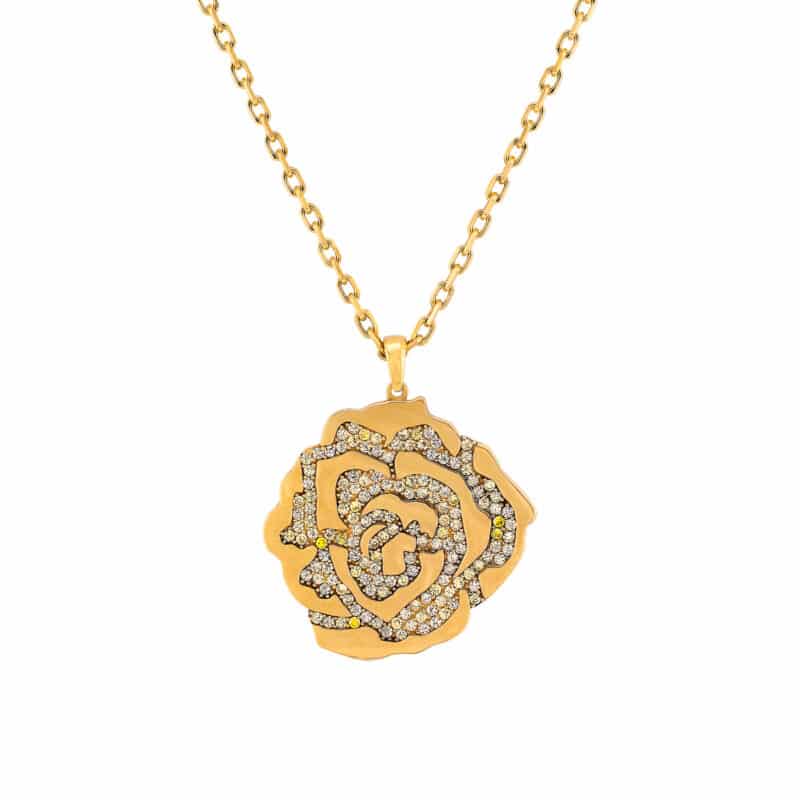 Zawieszka z żółtego złota z cyrkoniami- róża 65697