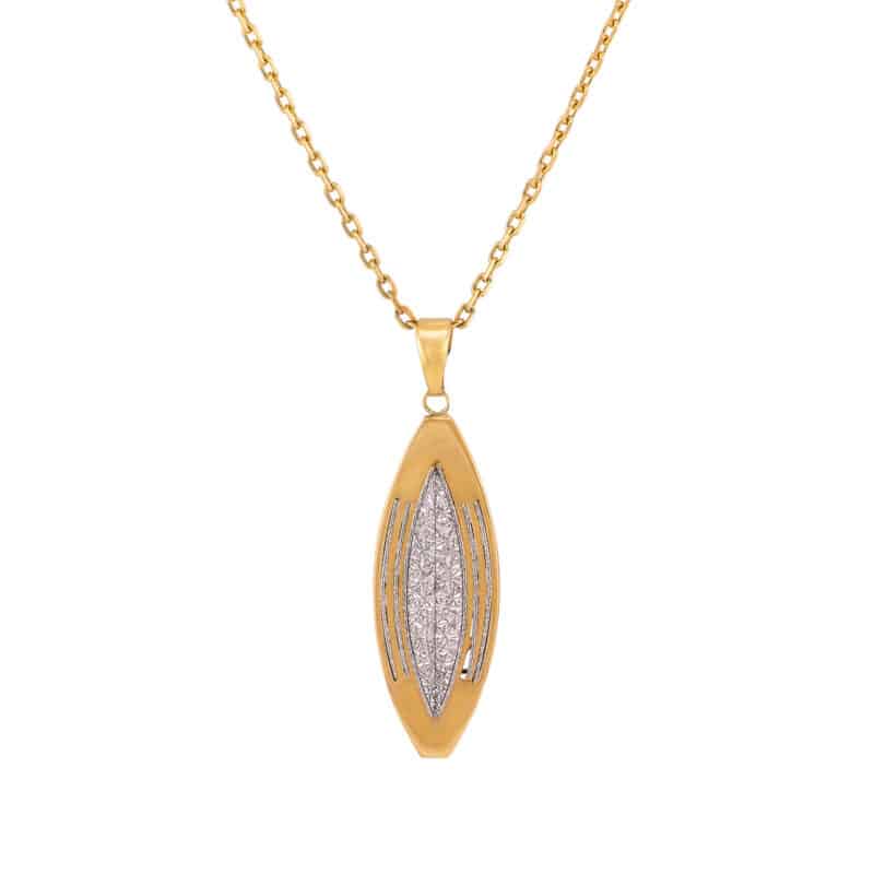 Zawieszka z żółtego i białego złota-owalna diamentowana 70757