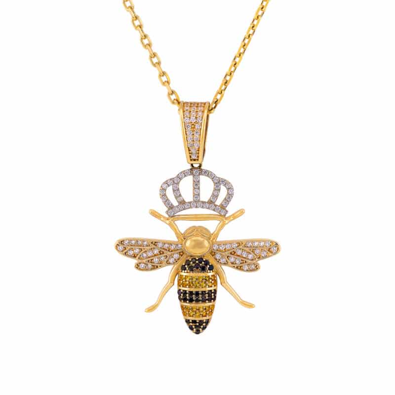 Zawieszka z żółtego złota z cyrkoniami- pszczoła 77202