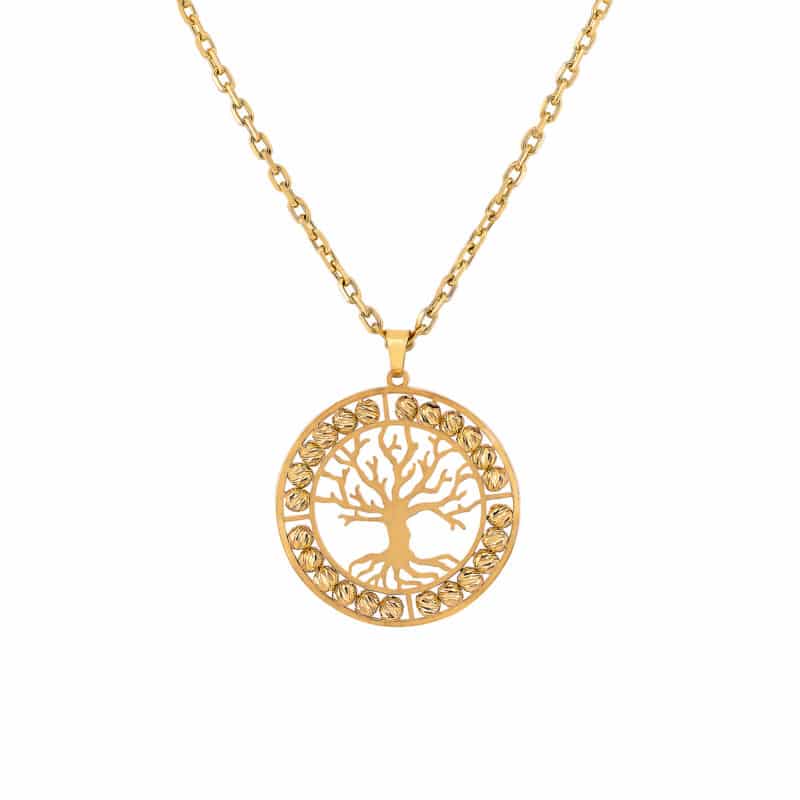 Zawieszka z żółtego złota z diamentowanymi kuleczkami- drzewko szczęścia 79299