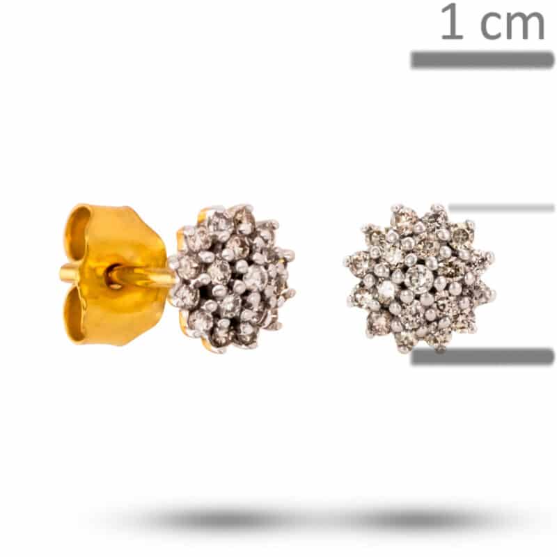 Kolczyki z żółtego i białego złota z brylantami w formie kwiatka na sztyfcie 79575