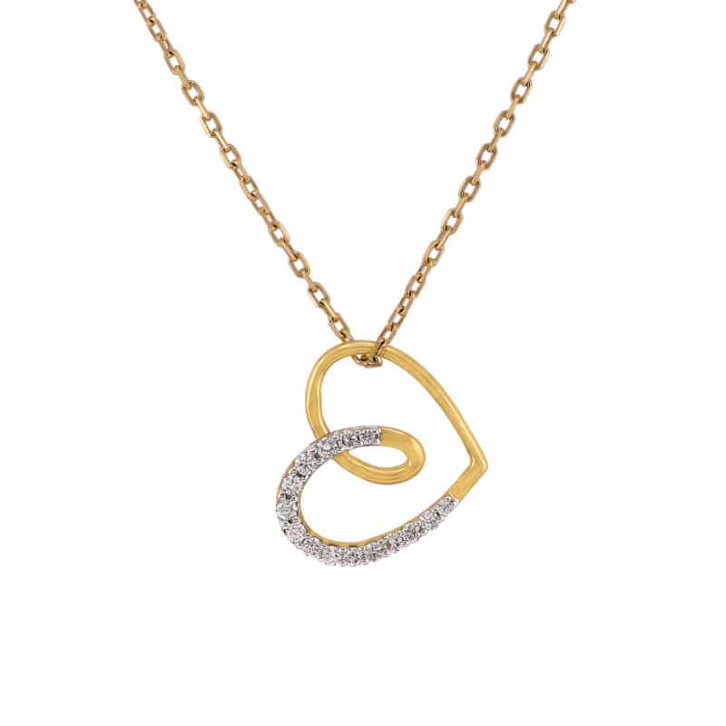 Zawieszka z żółtego złota serduszko z brylantami 43832