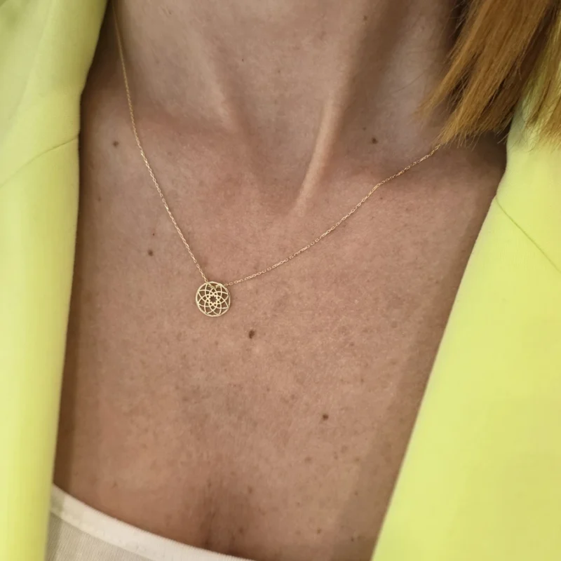 Naszyjnik złoty celebrytka z ażurowym kołem 80133