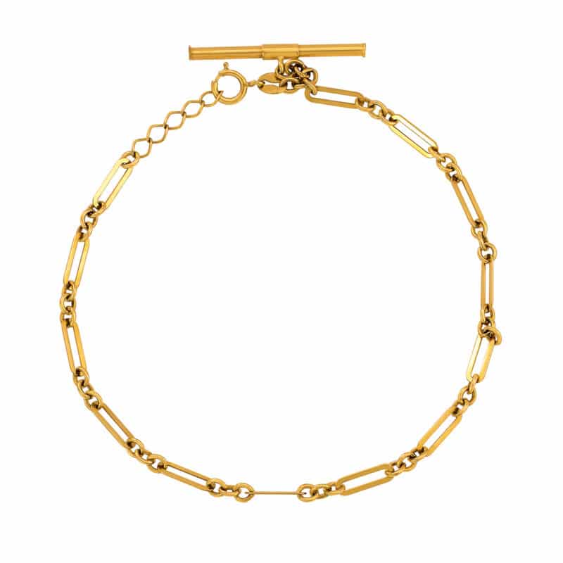 Bransoletka z żółtego złota duże ogniwka z zawieszką patyczek 79757