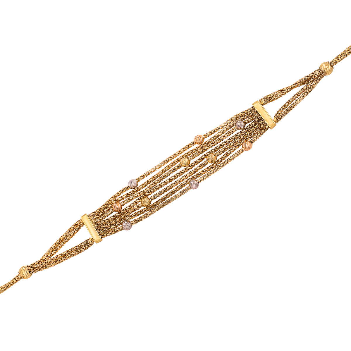 jubiler-jubiler Złoty komplet z żółtego białego i różowego złota z diamentowanymi kuleczkami 80025 - obrazek 4