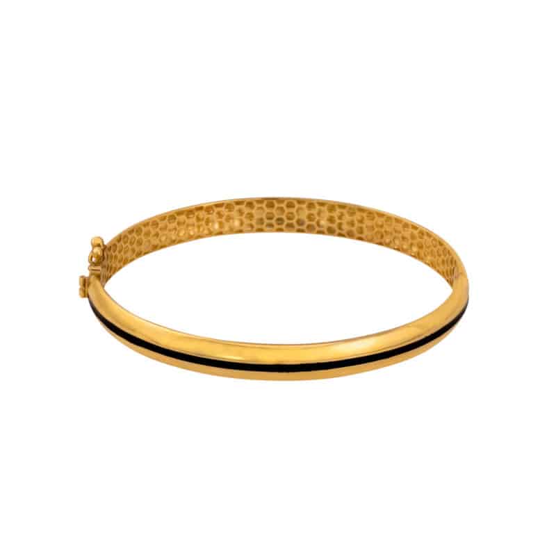 Bransoletka z żółtego złota sztywna z czarną emalią 80039