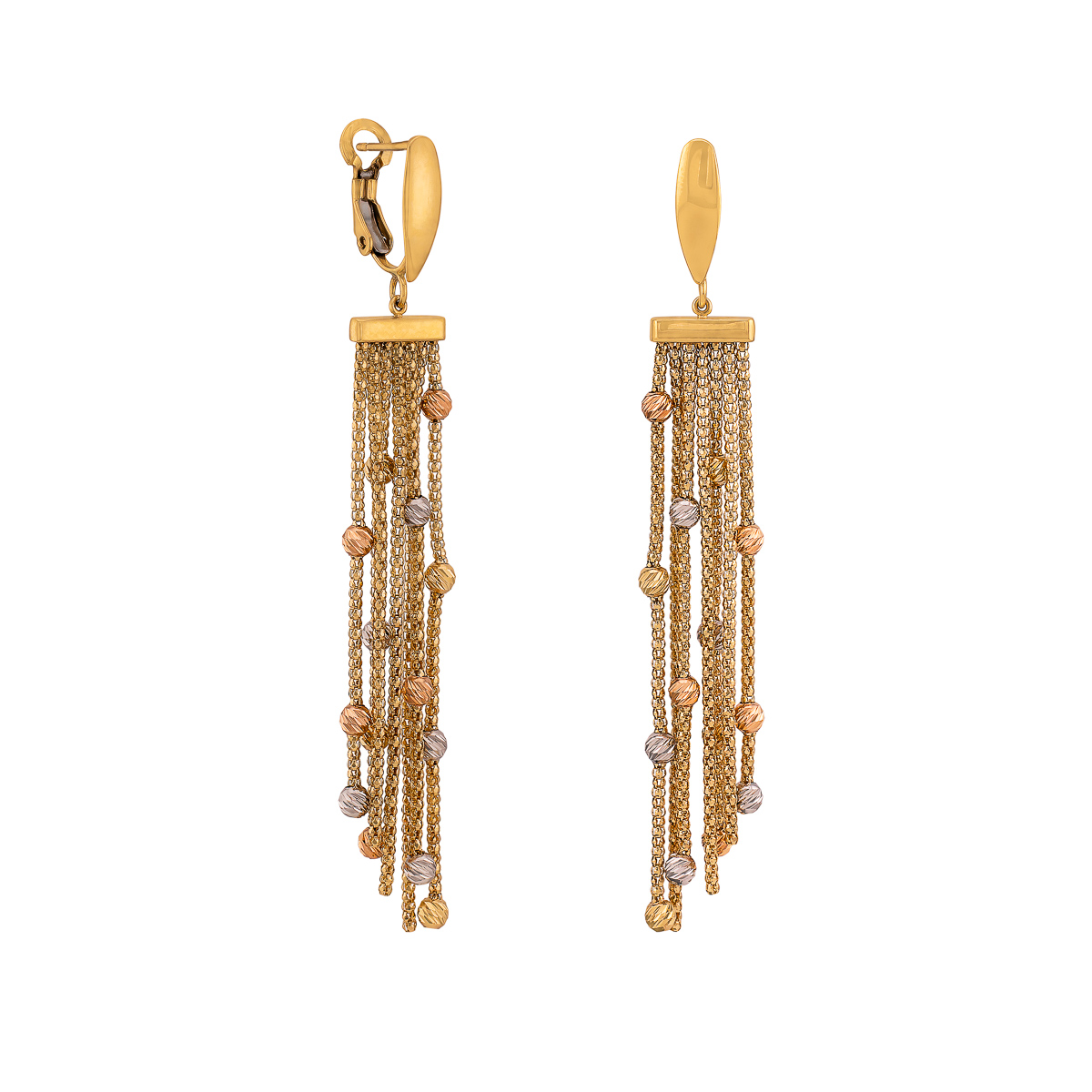 jubiler-jubiler Złoty komplet z żółtego białego i różowego złota z diamentowanymi kuleczkami 80025 - obrazek 3