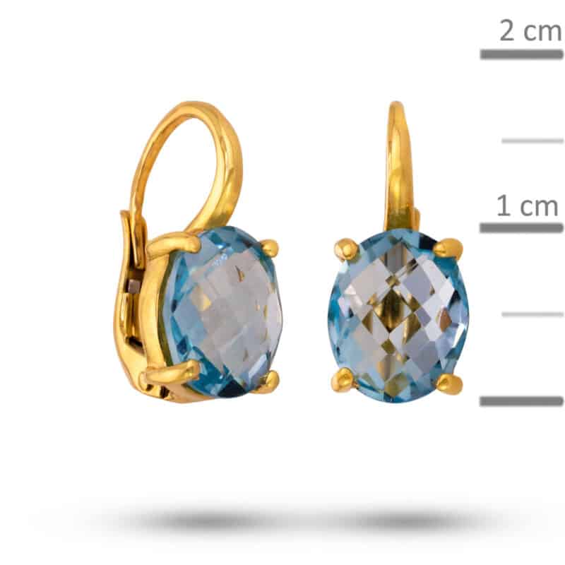 Kolczyki z żółtego złota z niebieskimi cyrkoniami na francuskim zamku 80099