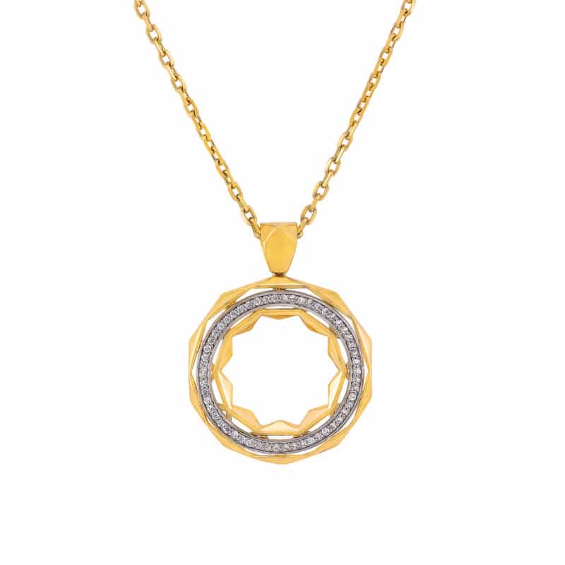 Zawieszka z żółtego i białego złota z cyrkoniami 79854