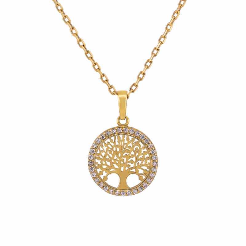 Zawieszka z żółtego złota- drzewko szczęścia z cyrkonami 79856