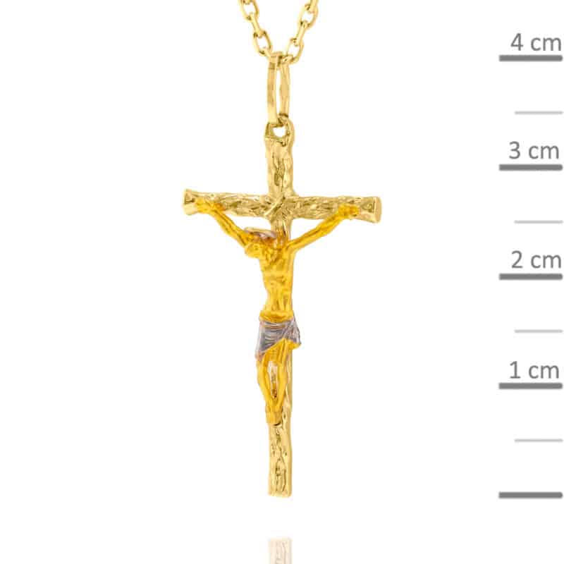 Krzyżyk z żółtego i białego złota z Pasyjką 69056