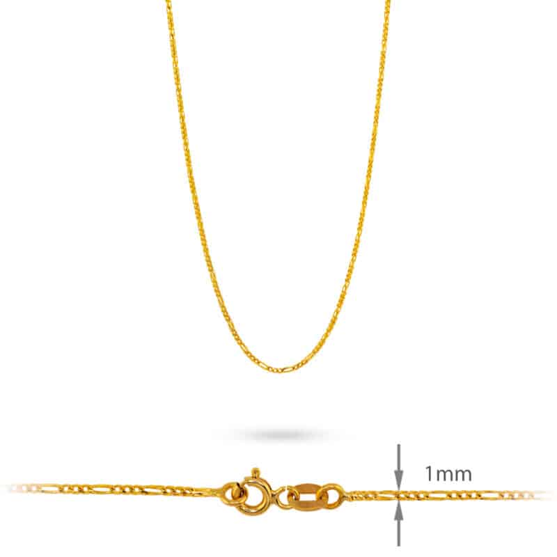 Łańcuszek z żółtego złota 45cm- Figaro 72369