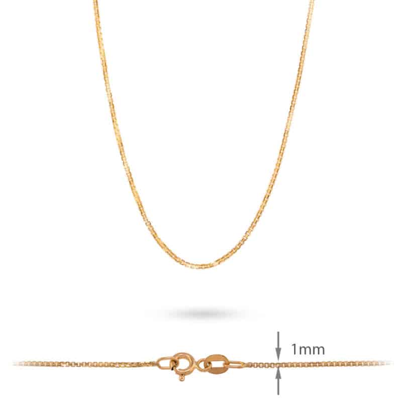 Łańcuszek z żółtego złota 45cm- Kostka 80005