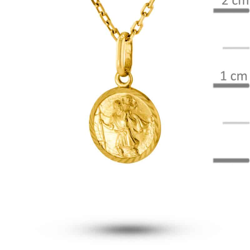 Medalik z żółtego złota Święty Krzysztof w diamentowanym kole 77482