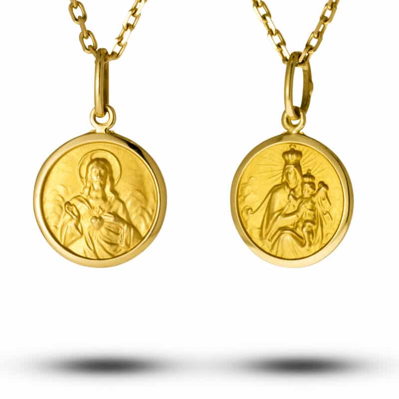 Medalik z żółtego złota z dodatkiem matu Szkaplerz 78940