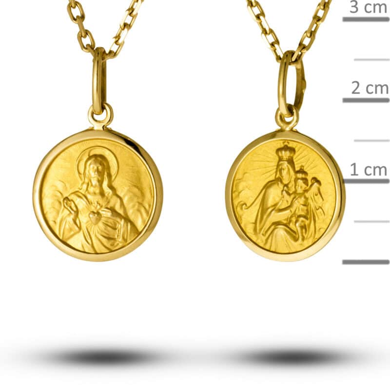 Medalik z żółtego złota z dodatkiem matu Szkaplerz 78940