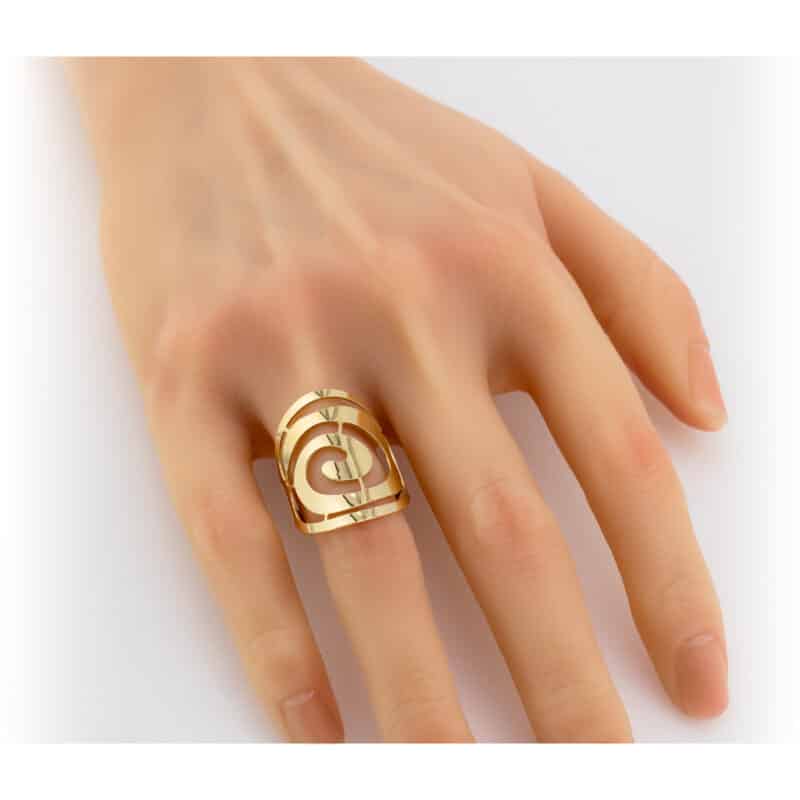 Pierścionek ażurowy z żółtego złota 68173