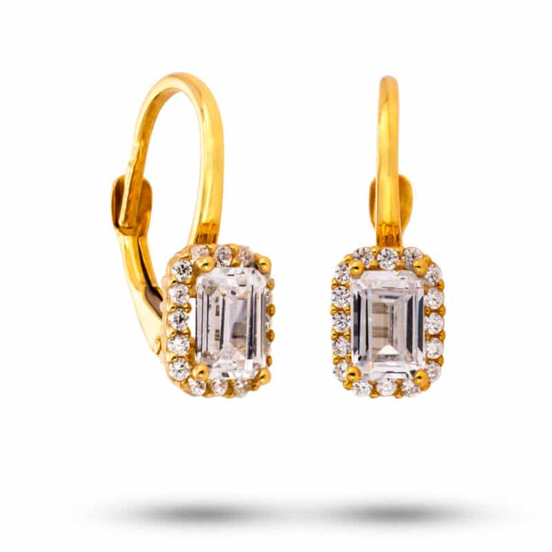 Kolczyki z żółtego złota z cyrkoniami na francuski zamek 80669