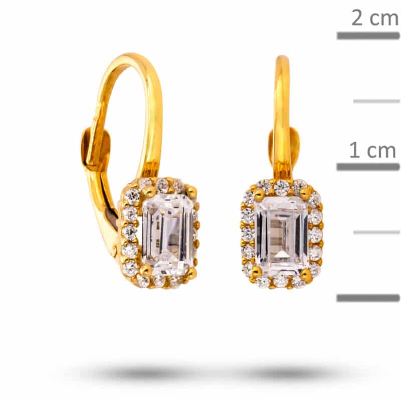 Kolczyki z żółtego złota z cyrkoniami na francuski zamek 80669