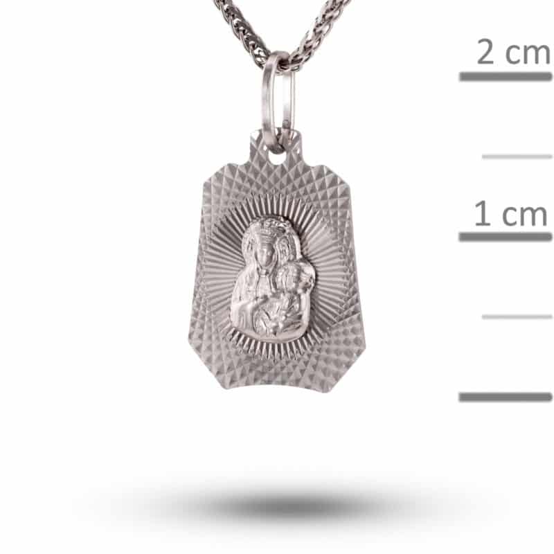 Medalik z białego złota Matka Boska Częstochowska w diamentowanej oprawie 81388