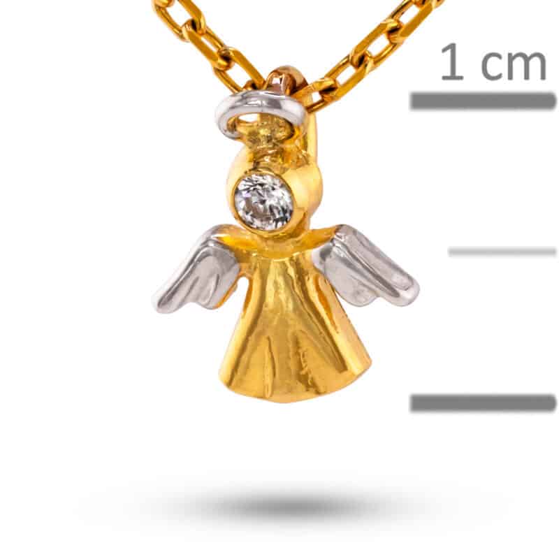 Medalik z żółtego i białego złota z cyrkonią- aniołek 81425