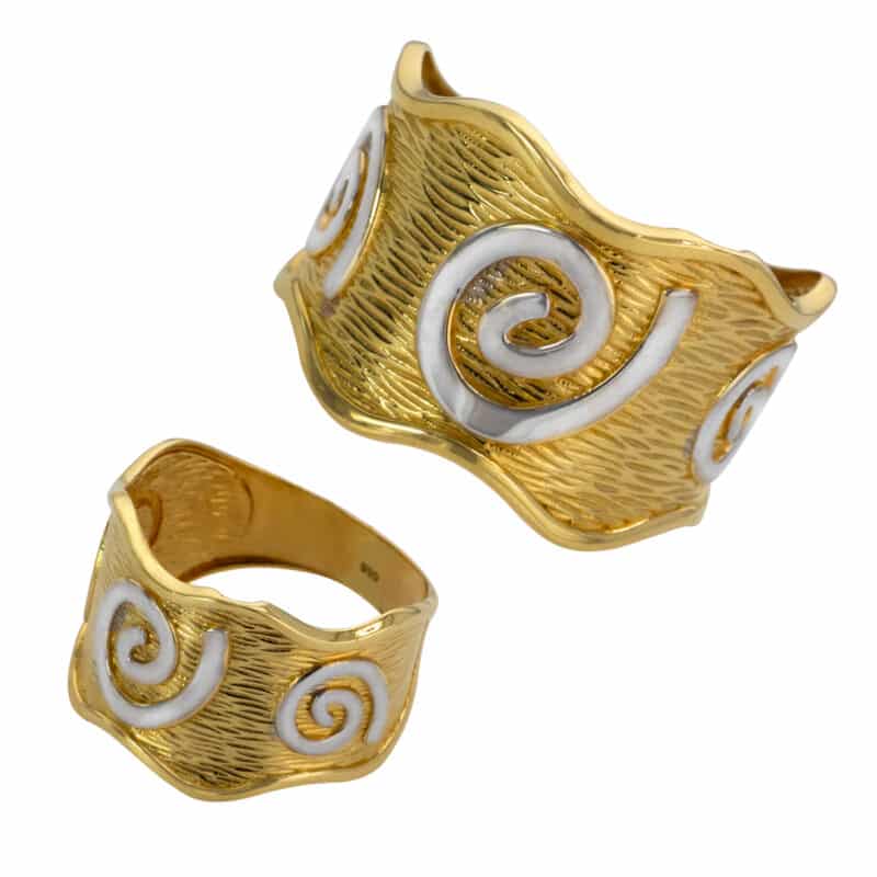 Pierścionek obrączkowy z żółtego i białego złota 75583