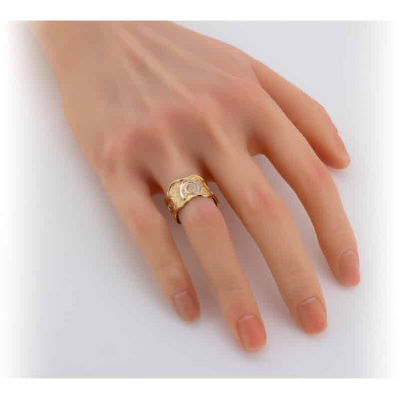 Pierścionek obrączkowy z żółtego i białego złota 75583