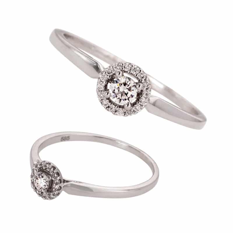 Pierścionek z brylantami z białego złota 0,156ct 81886