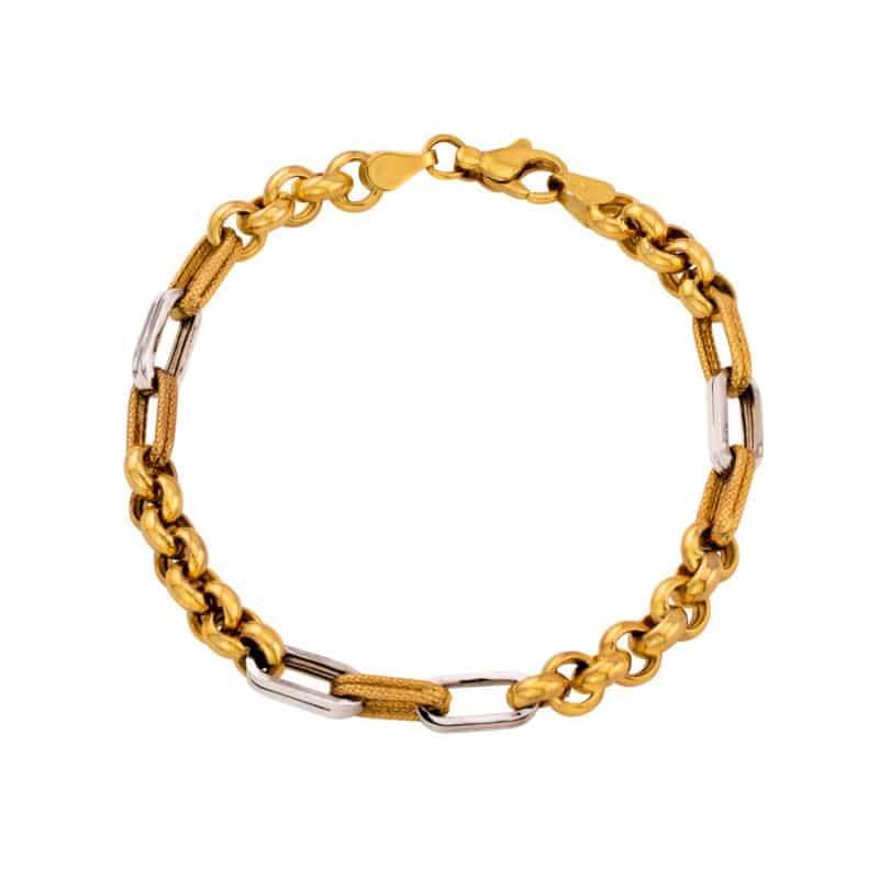 Bransoletka z żółtego i białego złota elementowa z ogniw 81177