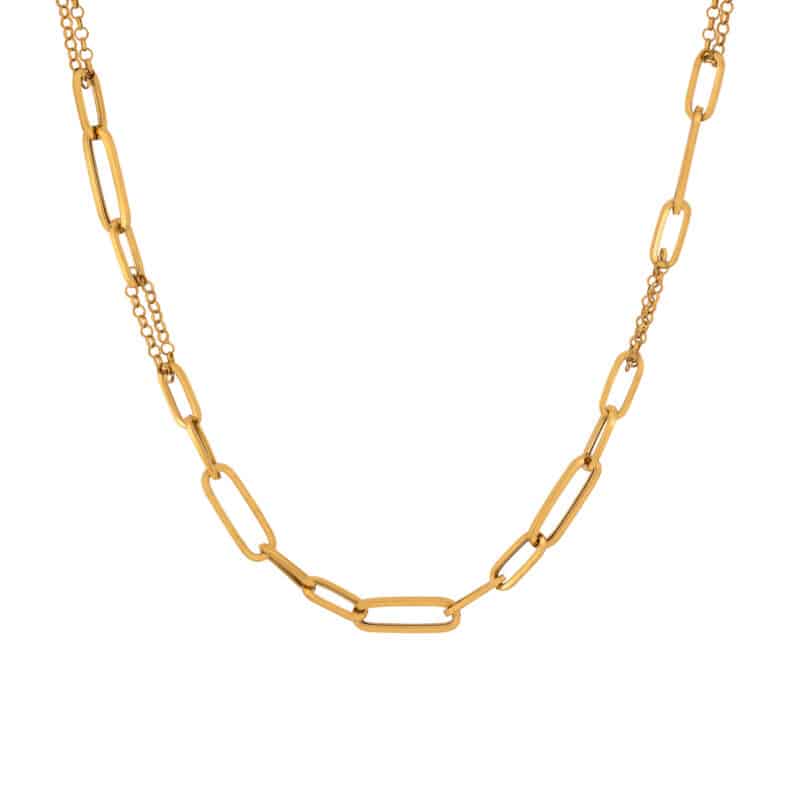 Naszyjnik z żółtego złota z ogniw z elementami łańcuszka rolo 77641