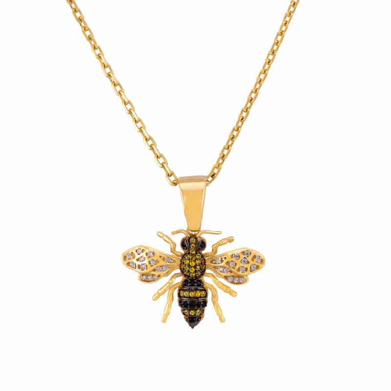 Zawieszka z żółtego złota z cyrkoniami- pszczoła 81438