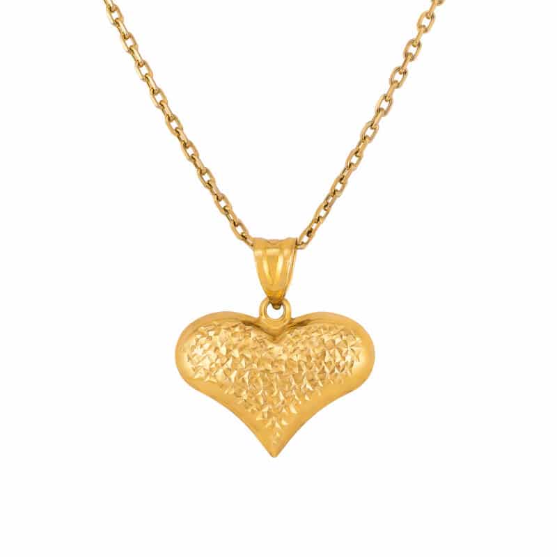 Zawieszka z żółtego złota diamentowane serduszko dmuchane 82654