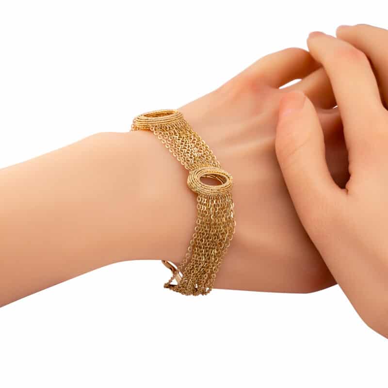 Bransoletka łańcuszkowa z żółtego złota z owalnymi i diamentowanymi elementami 83119